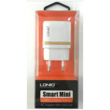 Универсално USB зарядно LDNIO / 100 - 240V 5V / 2.1A бяло - Samsung S4, Samsung S5, Sony Xperia, HTC , Nokia , LG , iPhone, Huawei, ZTE
