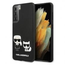 Оригинален кожен гръб Karl Lagerfeld за Samsung S21 Plus - черен