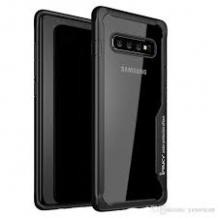 Луксозен твърд гръб IPAKY за Samsung S8 Plus G955 - прозрачен / силиконов черен кант