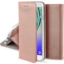 Кожен калъф Magnet Case със стойка за Samsung J4 Plus 2018 - Rose Gold