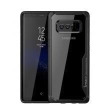 Луксозен твърд гръб със силиконов кант IPAKY за Samsung Note 8 N950 - прозрачен / черен кант
