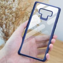 Луксозен твърд гръб Rock Clarity Series за Samsung Note 9 - прозрачен / тъмно син кант