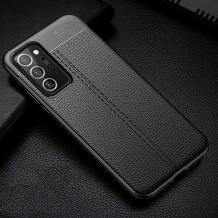 Луксозен силиконов калъф / гръб / TPU за Samsung Note 20 - черен / имитиращ кожа