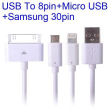 USB кабел за зареждане 3 в 1 за Apple iPhone 4 / 4S , Apple iPhone 5 / 5S / 5C / iPhone 6 / Apple iPad 2 / iPad 4 , Apple iPad Air , Apple iPad Mini , Samsung Tab , HTC , LG , Sony , Blackberry