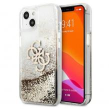 Оригинален гръб 3D Guess Glitter Case за Apple iPhone 13 6.1'' - прозрачен / златист брокат
