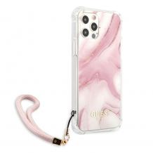 Оригинален гръб Guess Marble с връзка за Apple iPhone 12 /12 Pro 6.1'' - розов