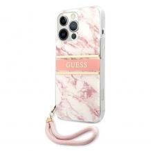 Оригинален гръб / кейс / Guess Marble Case с връзка за Apple iPhone 13 Pro 6.1" - розов / мрамор