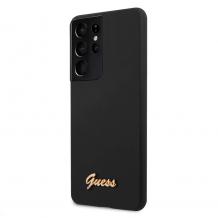 Оригинален силиконов гръб Guess Vintage за Samsung S21 Ultra - черен кейс