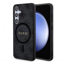 Оригинален калъф / кейс / Guess 4G Collection Leather Metal Logo MagSafe за Samsung S24 - черен гръб