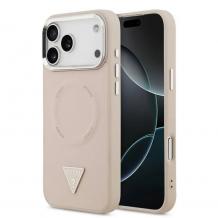 Оригинален калъф / гръб / GUESS Leather Triangle Metal Logo кейс с безжично зареждане MagSafe за Apple iPhone 17 Pro (6.3)