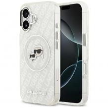 Оригинален калъф / гръб / Karl Lagerfeld Glitter кейс с безжично зареждане MagSafe за Apple iPhone 17 (6.3) - прозрачен / Karl and Choupette