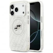 Оригинален калъф / гръб / Karl Lagerfeld Glitter кейс с безжично зареждане MagSafe за Apple iPhone 17 Pro Max (6.9) - прозрачен / Karl and Choupette