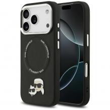 Оригинален калъф / гръб / Karl Lagerfeld Karl and Choupette Pins с безжично зареждане MagSafe кейс за Apple iPhone 17 Pro (6.3) - черен