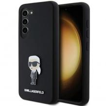 Оригинален калъф / кейс / Karl Lagerfeld Silicone Ikonik Metal Pin за Samsung S24 - черен гръб