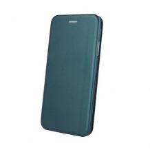 Луксозен кожен калъф Flip тефтер със стойка OPEN за Huawei P Smart Pro - тъмно зелен