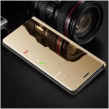 Луксозен калъф Clear View Cover с твърд гръб за Samsung Note 10 N970 - златист