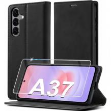 Комплект кожен тефтер със стъклен протектор за Samsung A37
