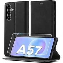 Комплект кожен тефтер със стъклен протектор за Samsung A57