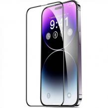 5D full cover Tempered glass Full Glue screen protector iPhone 15 Pro Max / Извит стъклен скрийн протектор с лепило от вътрешната страна за iPhone 15 Pro Max