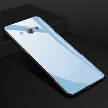 Луксозен стъклен твърд гръб за Samsung J3 / J3 2016 J320 - син