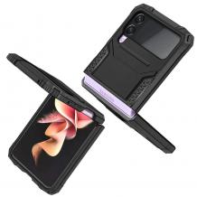 Удароустойчив гръб TPU case Ring Armor Case с твърда част и стойка с магнитно захващане за Samsung Z Flip4 5G - черен кейс