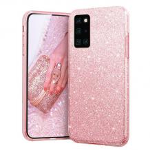 Силиконов калъф / гръб / TPU кейс за Samsung A03s - розов / брокат