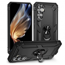 Удароустойчив гръб TPU кейс Slide Camera Case Magnetic Finger Ring Car Holder за Samsung A34 - черен