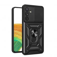 Удароустойчив гръб TPU кейс Slide Camera Case Magnetic Finger Ring Car Holder за Samsung A25 5G - черен