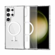 Силиконов калъф / гръб / Clear Case с безжично зареждане MagSafe за Samsung S24 Ultra - прозрачен