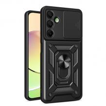 Удароустойчив гръб TPU кейс Slide Camera Case Magnetic Finger Ring Car Holder за Samsung A05s - черен