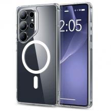 Луксозен силиконов калъф / гръб / Crystal Case с безжично зареждане MagSafe кейс за Samsung S25 Ultra - прозрачен