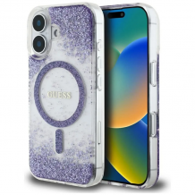 Оригинален калъф / гръб / GUESS Bottom Glitter с безжично зареждане MagSafe кейс за Apple iPhone 16 (6.1)