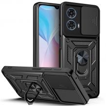Удароустойчив гръб TPU кейс Slide Camera Case Magnetic Finger Ring Car Holder за Motorola Moto G24 / G04 / E14