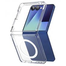 Луксозен гръб / кейс / Crystal Case с безжично зареждане MagSafe за Samsung Z Flip 7 - прозрачен