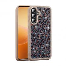 Луксозен гръб / кейс / Pearl Case с камъни за Samsung A36 5G - леопард