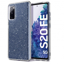 Луксозен силиконов калъф / кейс / Crystal Case TPU за Samsung S20 FE - прозрачен / брокат