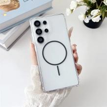 Силиконов калъф / гръб / Clear Case с безжично зареждане MagSafe за Samsung S25 Ultra - черен