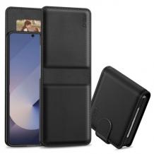 Луксозен кожен калъф Tech-Protect Wallet Case за Samsung Z Flip 7 - черен