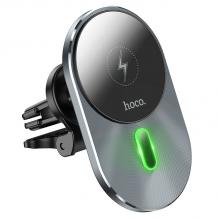Магнитна стойка за кола с безжично зареждане HOCO CA91 / Wireless Fast Charging Car Holder HOCO CA91 15W - графит