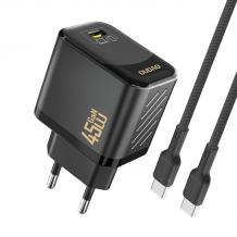 Зарядно устройство 220V Dudao A28C 45W USB-C cable Type C GaN - черно
