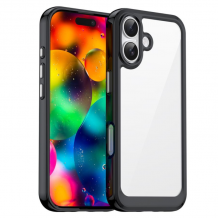 Оригинален удароустойчив гръб / Space Case за Apple iPhone 17 - прозрачен кейс със черен кант