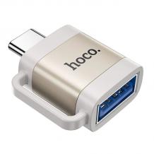 Адаптер за транфер на данни Hoco UA31C OTG от USB-C към USB-A - бяло със златисто