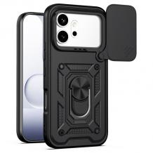Удароустойчив гръб TPU кейс за Honor 600 Ring Armor Case - черен