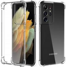 Удароустойчив силиконов калъф / гръб / TPU за Samsung S21 Ultra - прозрачен
