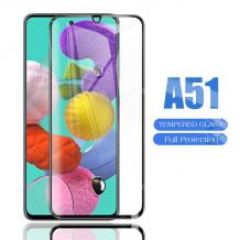 9D full cover Tempered glass Full Glue screen protector Samsung A51 / Извит стъклен скрийн протектор с лепило от вътрешната страна за Samsung A51 - черен