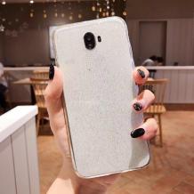 Силиконов калъф / гръб / TPU Bling за Samsung J4 Plus 2018 - прозрачен / брокат
