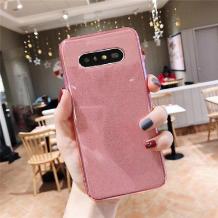 Силиконов калъф / гръб / TPU Bling за Samsung S10 Plus - прозрачен / розов / брокат