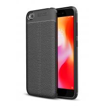 Луксозен силиконов калъф / гръб / TPU за Xiaomi Redmi GO - черен / имитиращ кожа