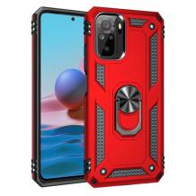 Силиконов гръб Spigen със стойка и магнитно захващане за Xiaomi Redmi Note 10 / Note 10S – червен