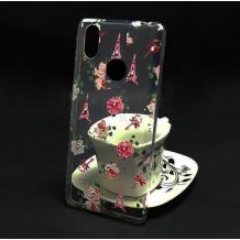 Луксозен силиконов калъф / гръб / TPU с камъни за Xiaomi Redmi Note 5 / Note 5 Pro - Айфелова кула и цветя